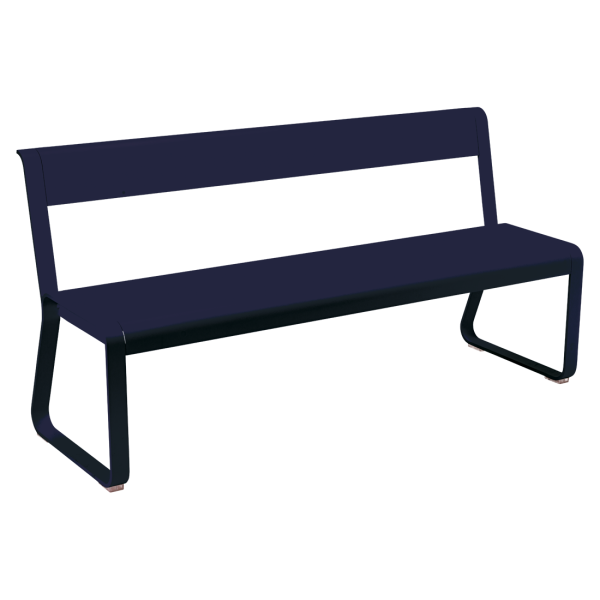 Bellevie Outdoor Dining Bench with Back By Fermob in Deep Blue