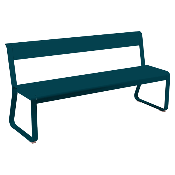 Bellevie Outdoor Dining Bench with Back By Fermob in Acapulco Blue