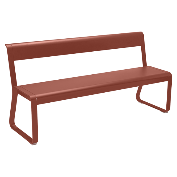 Bellevie Outdoor Dining Bench with Back By Fermob in Red Ochre