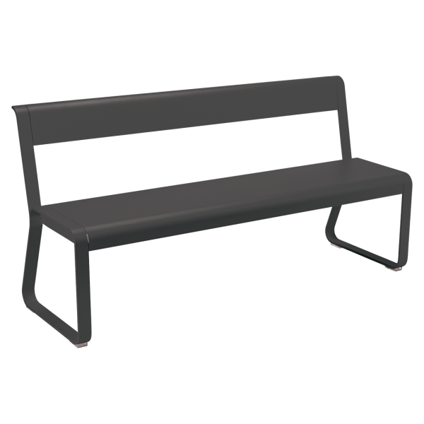Bellevie Outdoor Dining Bench with Back By Fermob in Liquorice