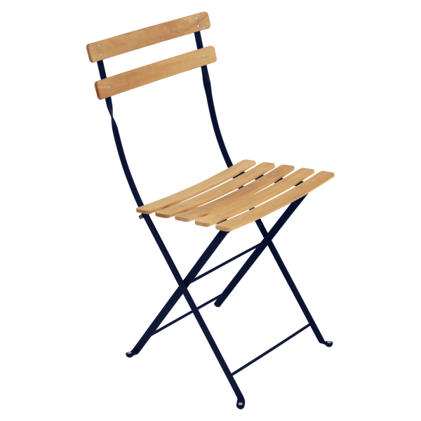 Bistro Outdoor Folding Chair - Wooden Slats By Fermob in Deep Blue