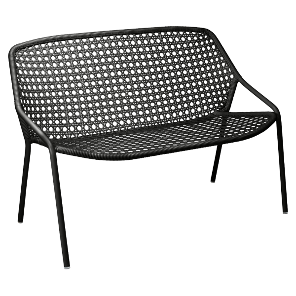 Croisette Outdoor Casual Bench Two Seater By Fermob in Liquorice