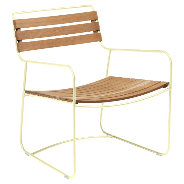 Surprising Outdoor Casual Armchair - Teak Slats By Fermob in Frosted Lemon