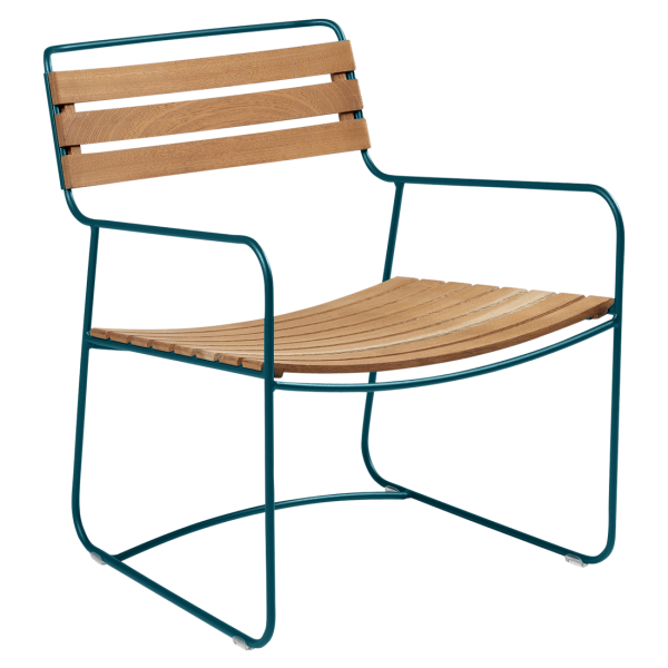 Surprising Outdoor Casual Armchair - Teak Slats By Fermob in Acapulco Blue